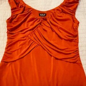 Deep Orange Red colored Sleeveless Stretch Top